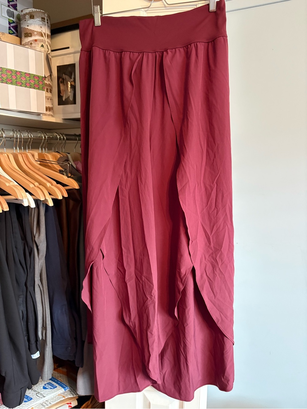 Halara Wine Red Cross Front Pants